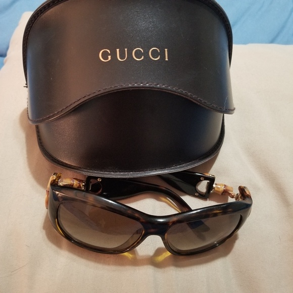 GUCCI women's brown horsebit bamboo sunglasses - Picture 3 of 6
